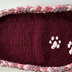 Hand Crafted Burgundy and Pink Dog Blanket